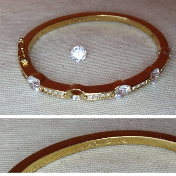 RETRO Givenchy Dazzling Bejeweled Golden Tone Bracelet Read - Picture 4 of 5